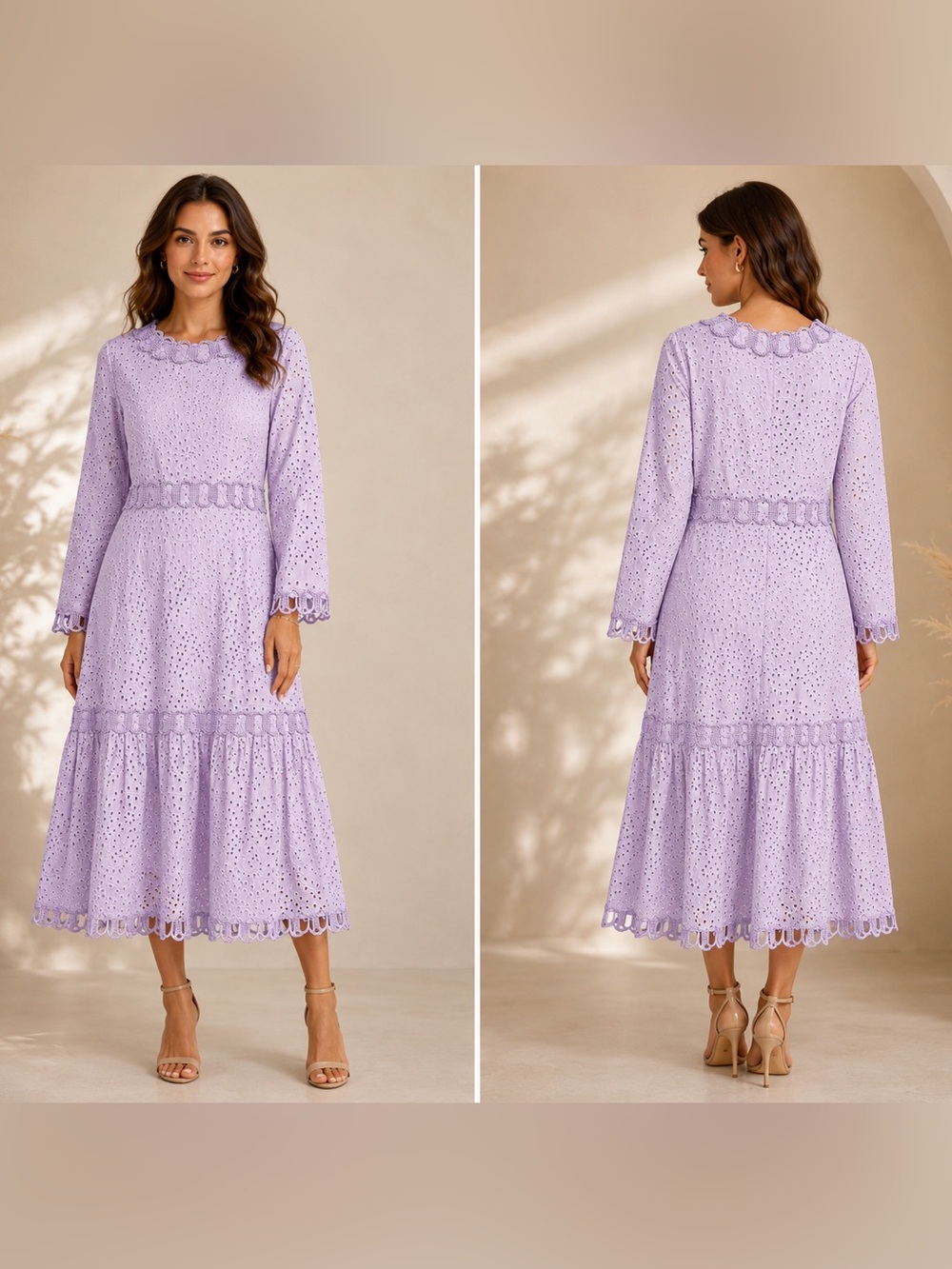 Dainty Jewells Lilac Eyelet Maxi Dress